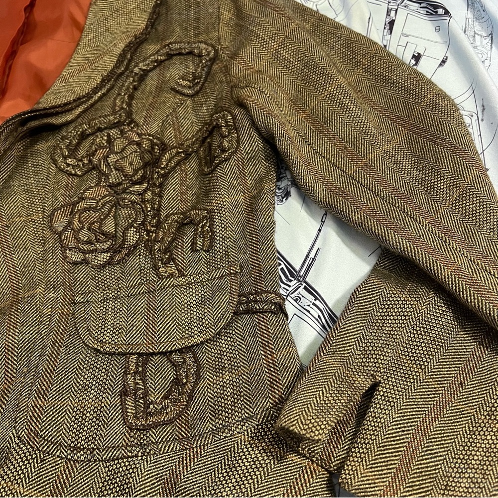Coldwater Creek Brown Tweed Embroidered Blazer with Rust Lining - Picture 10 of 11